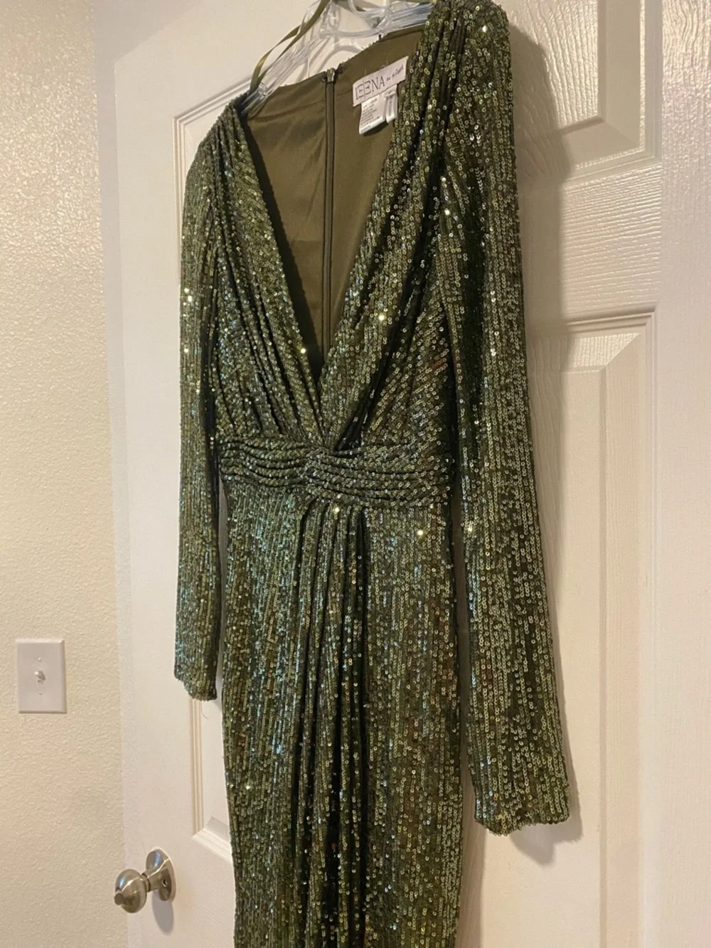 Ieena for Mac Duggal Deep V-Neck Sequin Gown - Picture 2 of 5